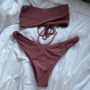 Back tie strapless bikini